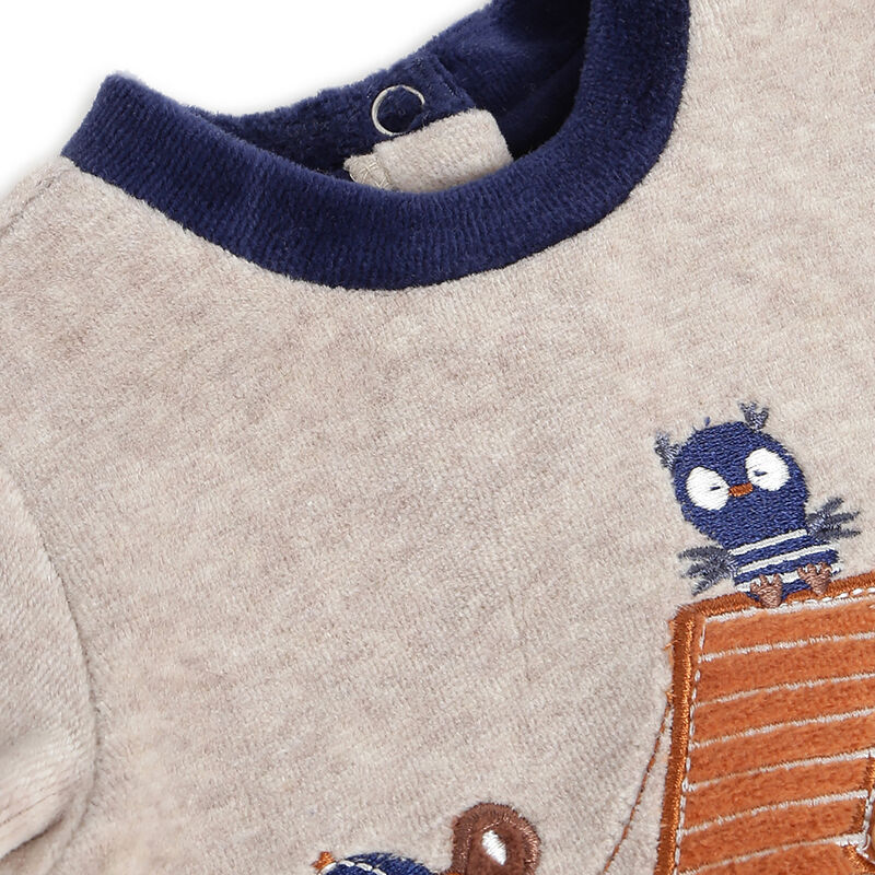 Boys Dark Blue Applique Smock with Legging image number 4